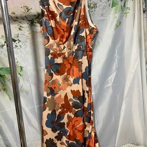 Floral silky long dress